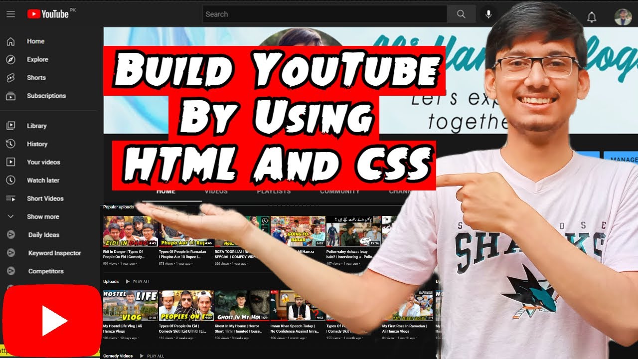 YouTube Clone By Using HTML And CSS | Web Development | Programming | Technical Hamza