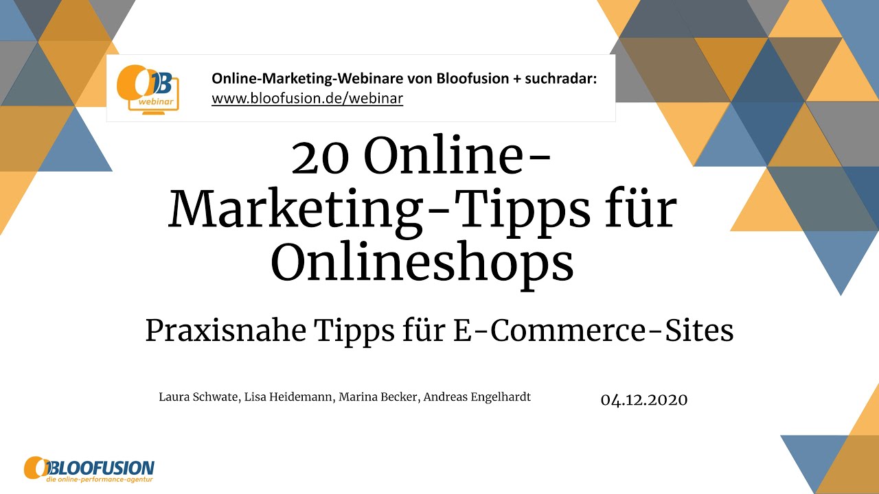 Webinar-Aufzeichnung: 20 Online-Marketing-Tipps für Onlineshops (04.12.2020)