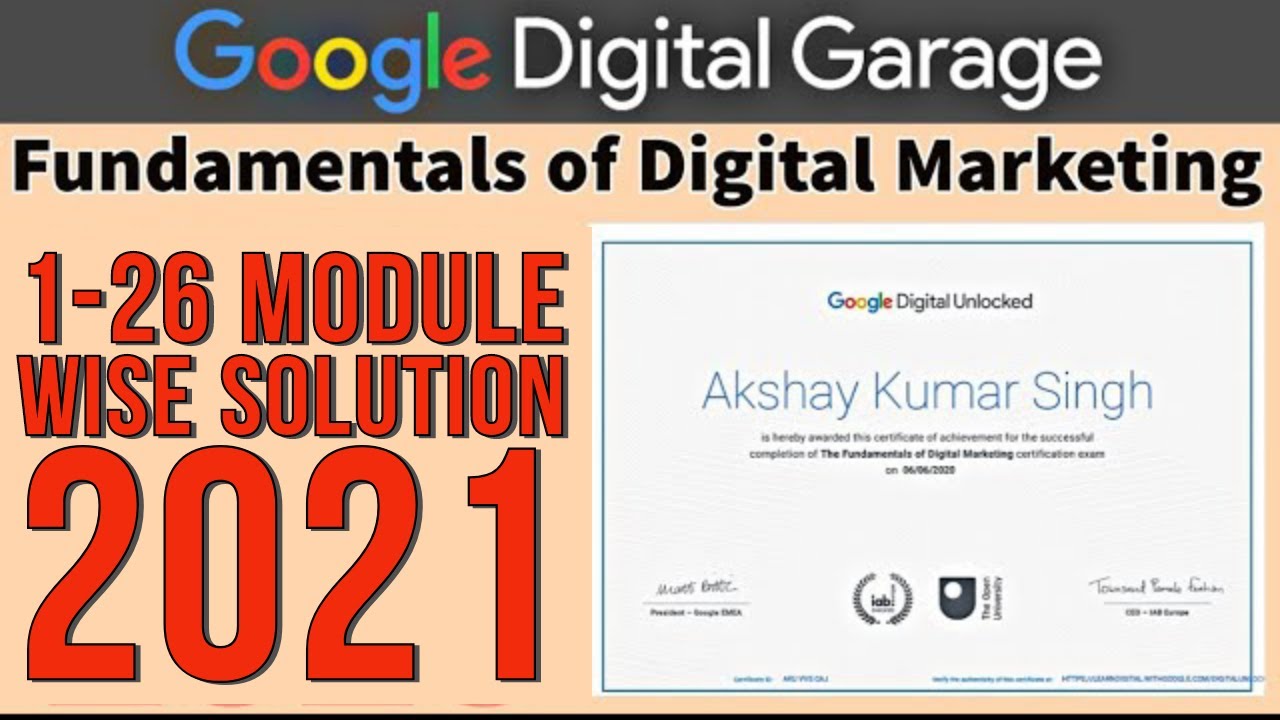 Google Digital Marketing Answers of all Modules 1-26 | Google Digital Garage Answers | Google Course