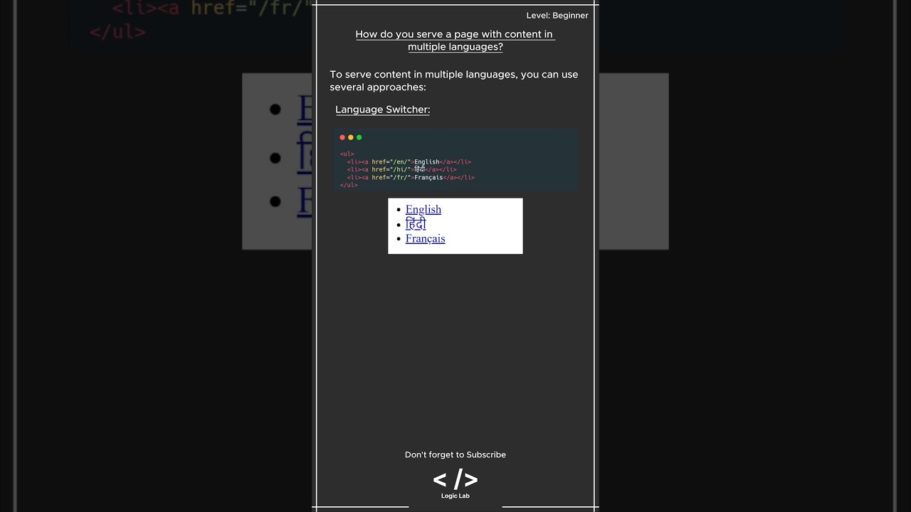 Web Development Interview Question: How to Serve Content in Multiple Languages #webdevelopment #html