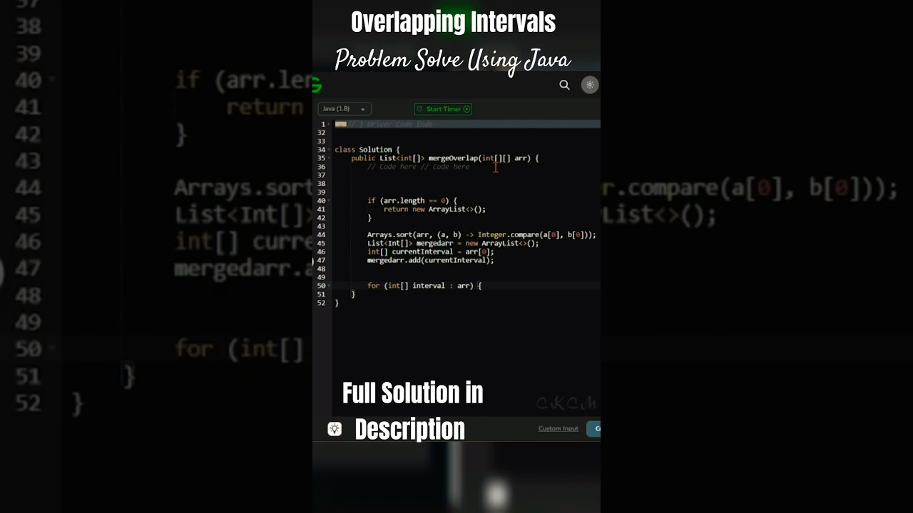 Overlapping Intervals | Problem Solved using Java 🧑‍💻 | #coding #webdevelopment #java #ytshorts