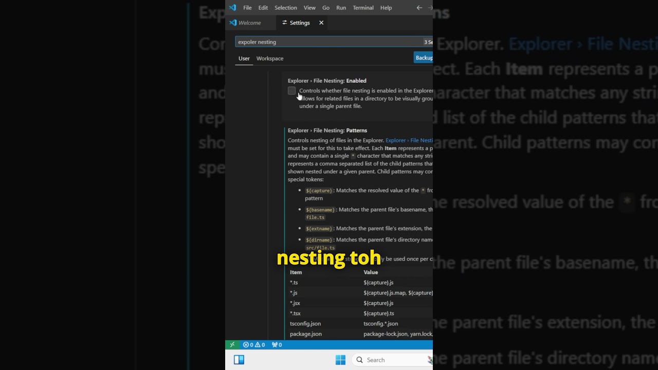 Professional developer 🔥 setting in VScode #programming web development #coding #shorts